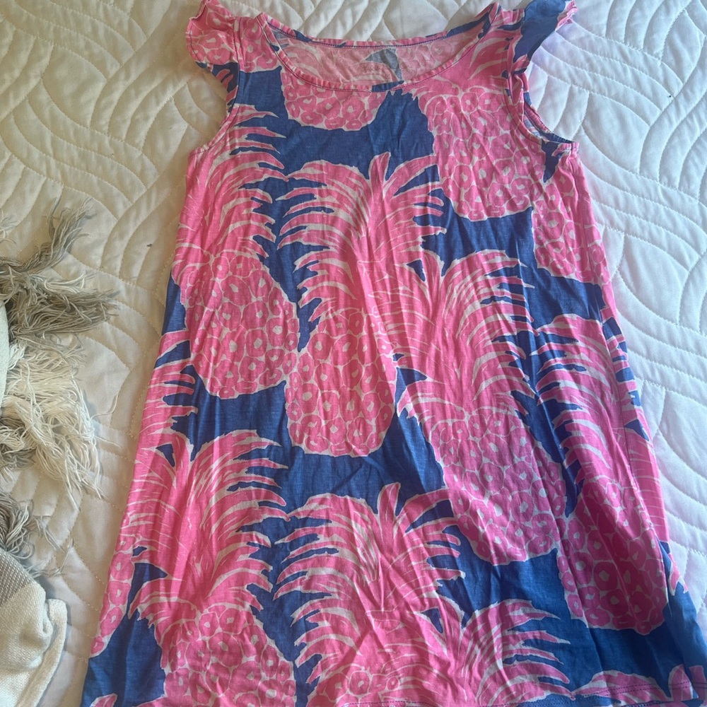 Lilly Pulitzer Girls Pink and Blue Pineapple Print Dress
